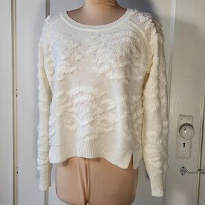 Sam Edelman Cream Textured Crew Neck Sweater